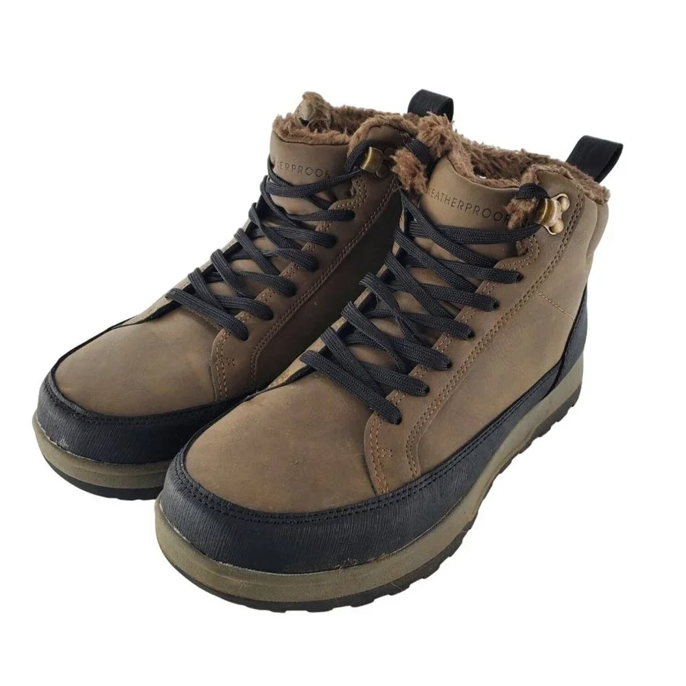 Weatherproof 8 Men Winter Boots Logjam Shearling Lace-up Outdoor Snow Shoes